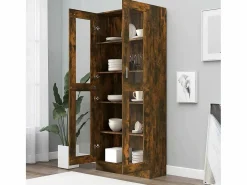 vidaxl Vitrina madera contrachapada roble ahumado 82,5x30,5x185 cm Marru00f3n Online