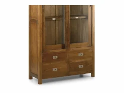 Les Tendances Vitrina Mindy madera maciza 2 puertas 4 cajones Orka 100 cm Marru00f3n Outlet