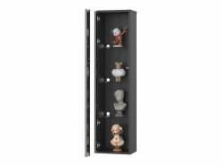 Vitrina multifunción - 40 x 29 x 170 cm - con puerta de cristal + LEDs - PB + Cristal - negra^Merax New