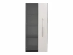 ModernLuxe Vitrina móvil 70x40x160 cm - Estantería - Iluminación LED - 1 puerta de vidrio y 1 cajón - con ruedas - MDF - Negro y blanco Negro / Blanco Clearance