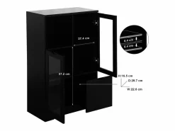 Vitrina negra - Mueble de comedor con 2 puertas y 1 cajón - almacenaje abierto - para dormitorio y salón^ Best