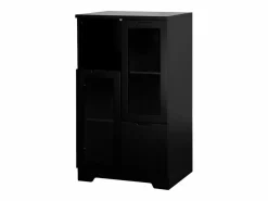 Vitrina negra - Mueble de comedor con 2 puertas y 1 cajón - almacenaje abierto - para dormitorio y salón^ Best