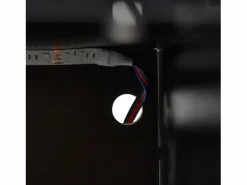 Vitrina|Vitrina negra - Vitrina con 2 puertas y luces LED - almacenaje abierto - para salón y dormitorio