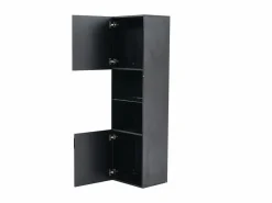 Hauss Spole Vitrina|Vitrina negra de alto brillo con 2 puertas y 1 estante de cristal, LED incluido - 45x35x160cm