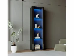 Vitrina - Vitrina con luces LED y 3 estantes de cristal - para salón y dormitorio^ Sale