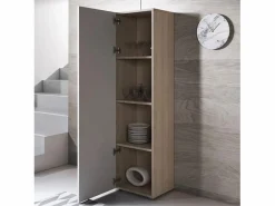 MB Muebles Bonitos Vitrina para Salón comedor en Sonoma y Blanco 40x29x167cm Luke V4 Color natural claro / Blanco Outlet