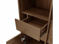 Merax Vitrina|Vitrina reutilizable con acabado nogal - 75,5 x 35 x 164,5 cm - frontal de cristal + balda + cajón oculto - MDF - natural