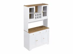 ModernLuxe Vitrina 94.5x30x175.5 cm - 3 cajones y 5 puertas - superficie de aspecto madera - Blanco Discount