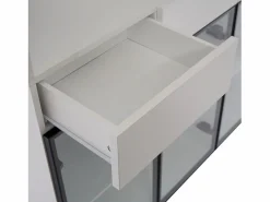 ModernLuxe Vitrina 120x36x200 cm con LED - 6 puertas de cristal y 3 cajones - Blanco