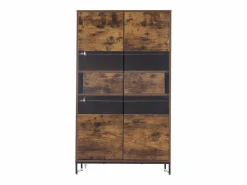 ModernLuxe Vitrina 80x40x138cm - con iluminación LED - con 2 cajones y 2 puertas - con panel acrílico - marrón Negro Outlet