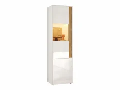 Vitrina 50x40x179cm - con iluminación LED - con 2 puertas - Estantes ajustables - Blanco + Natural^ModernLuxe Sale