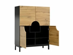 Vitrina y zapatero 2 en 1: diseño moderno con estantes ajustables y amplio espacio de almacenamiento. Negro Online