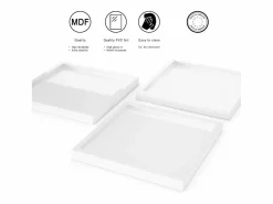 Vladon Cuenco decorativo Maya, moderno Plato decorativo cuadrado, , Juego de 3 (20 x 1,8 x 20 cm) Blanco Online