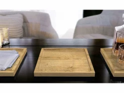 Vladon Cuenco decorativo Maya, moderno Plato decorativo cuadrado, Roble natural, Juego de 3 (20 x 1,8 x 20 cm) Color natural claro Outlet
