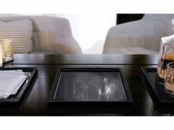 Vladon Cuenco decorativo Maya, moderno Plato decorativo cuadrado, de alto brillo, Juego de 2 (20 x 1,8 x 20 cm) Negro Hot