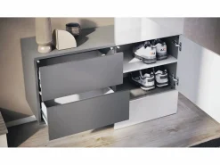 Vladon Mueble recibidor Carlton Set 2, Mueble de entrada compuesto por 1 Perchero, 1 Armario de cajones, antracita mate/ de alto brillo (105 x 193 x 35 cm)^ Clearance