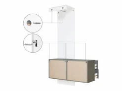 Vladon Mueble recibidor Carlton Set 2, Mueble de entrada compuesto por 1 Perchero, 1 Armario de cajones, antracita mate/ de alto brillo (105 x 193 x 35 cm)^ Clearance