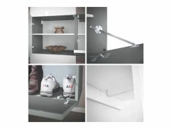 Vladon Mueble recibidor Carlton Set 4, Mueble de entrada compuesto por 1 Perchero, 1 Zapatero, antracita mate/hormigón oxidado (156,5 x 193 x 35 cm) Color natural oscuro