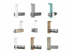 Vladon Mueble recibidor Carlton Set 4, Mueble de entrada compuesto por 1 Perchero, 1 Zapatero, antracita mate/hormigón oxidado (156,5 x 193 x 35 cm) Color natural oscuro