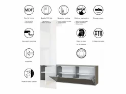 Vladon Mueble recibidor Carlton Set 4, Mueble de entrada compuesto por 1 Perchero, 1 Zapatero, antracita mate/ de alto brillo (156,5 x 193 x 35 cm) Blanco Hot