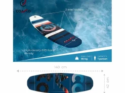 COASTO Deportes Náuticos|Wakeboard Kyanit 140 - Rocker 3 Etapas MAX 90kg - Ligero, Cómodo y Práctico - - PB-CWKBKYANIT