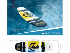COASTO Deportes Náuticos|Wakeboard Topaz 140 - Rocker 3 Etapas - MAX 80kg - Ligero, Cómodo y Práctico - PB-CWKBTOPAZ