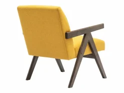 WARREN-Sillón de tela mostaza y madera gris teñida de nogal^Moloo New