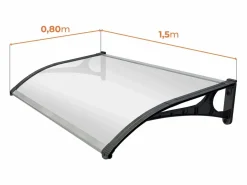 Wasabi - Marquesina Puerta Exterior 150x80 cm – Policarbonato 2,7mm – Soportes Aluminio Antracita – Fácil Montaje – Tejadillo Protección Lluvia Transparente Clearance