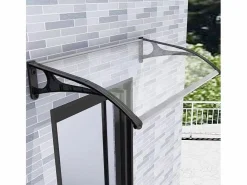 Wasabi - Marquesina Puerta Exterior 150x80 cm – Policarbonato 2,7mm – Soportes Aluminio Antracita – Fácil Montaje – Tejadillo Protección Lluvia Transparente Clearance
