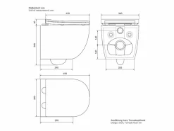LuxeBath WC cerámico suspendido brillante corto 49 cm sin borde, nanorecubrimiento Blanco