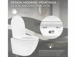 WC Cerámico suspendido 49cm sin reborde corto con sistema softclose^LuxeBath