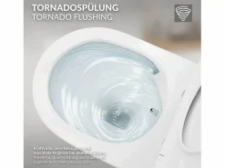 LuxeBath Inodoro Suspendido|WC Cerámico suspendido con bidé sin reborde corto con sistema softclose