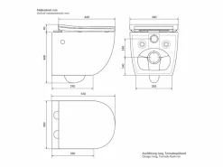 LuxeBath Inodoro Suspendido|WC Cerámico suspendido con bidé sin reborde corto con sistema softclose