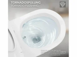 LuxeBath Inodoro Suspendido|WC Cerámico suspendido con bidé sin reborde corto con sistema softclose