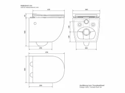 LuxeBath Inodoro Suspendido|WC Cerámico suspendido con bidé sin reborde corto con sistema softclose