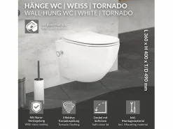 WC cerámico suspendido con función bidé brillante corto 49 cm sin borde^LuxeBath New