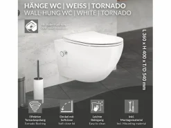WC cerámico suspendido con función bidé brillante largo 53,5cm sin borde^LuxeBath Best