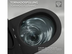 LuxeBath WC cerámico suspendido nanorecubrimiento función bidé corto 49cm softclose Negro Clearance