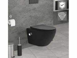 LuxeBath Inodoro Suspendido|WC cerámico suspendido nanorecubrimiento función bidé largo 53,5cm