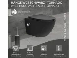 LuxeBath Inodoro Suspendido|WC cerámico suspendido nanorecubrimiento función bidé largo 53,5cm