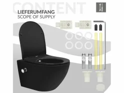 LuxeBath Inodoro Suspendido|WC cerámico suspendido nanorecubrimiento función bidé largo 53,5cm