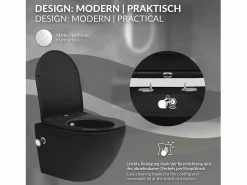 WC cerámico suspendido con función bidé y tornado corto 49 cm softclose^LuxeBath Online