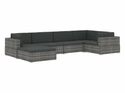 Garden Furniture West Orange Reposapiés seccional con cojín 1 uds ratán sintético Gris Online