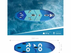 WindSUP Mir 8'6 Paleta hinchable 260x84x13cm - 8'6 "x33 "x5" para Wing Sail con soporte de colchoneta de doble capa fundida^COASTO