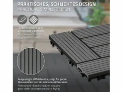 WPC baldosas 30x30cm 1 m² para jardín piscina patio^ECD Germany Outlet