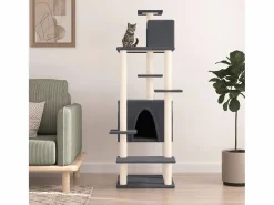 Garden Furniture Juego De Animales|Wundir Rascador para gatos con postes de sisal gris oscuro 154 cm