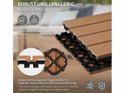 ECD Germany 44x Baldosas de exterior de WPC, , 30 x 30 cm, marrón claro, 4 m² Marru00f3n