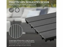 ECD Germany Terraza|55x Baldosas de terraza de WPC, Baldosas de balcón,30x30cm, antracita, 5 m²