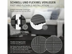 ECD Germany 44x Baldosas de terraza de WPC, Baldosas de balcón, 30 x 30 cm, antracita, 4 m² Gris antracita Hot