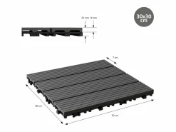 ECD Germany Terraza|11x Baldosas para terraza WPC 30x30 cm 1 m² baldosas antracita